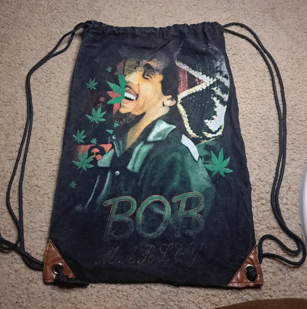Bob Marley Hippie/ Reggae Black Drawstring Bag